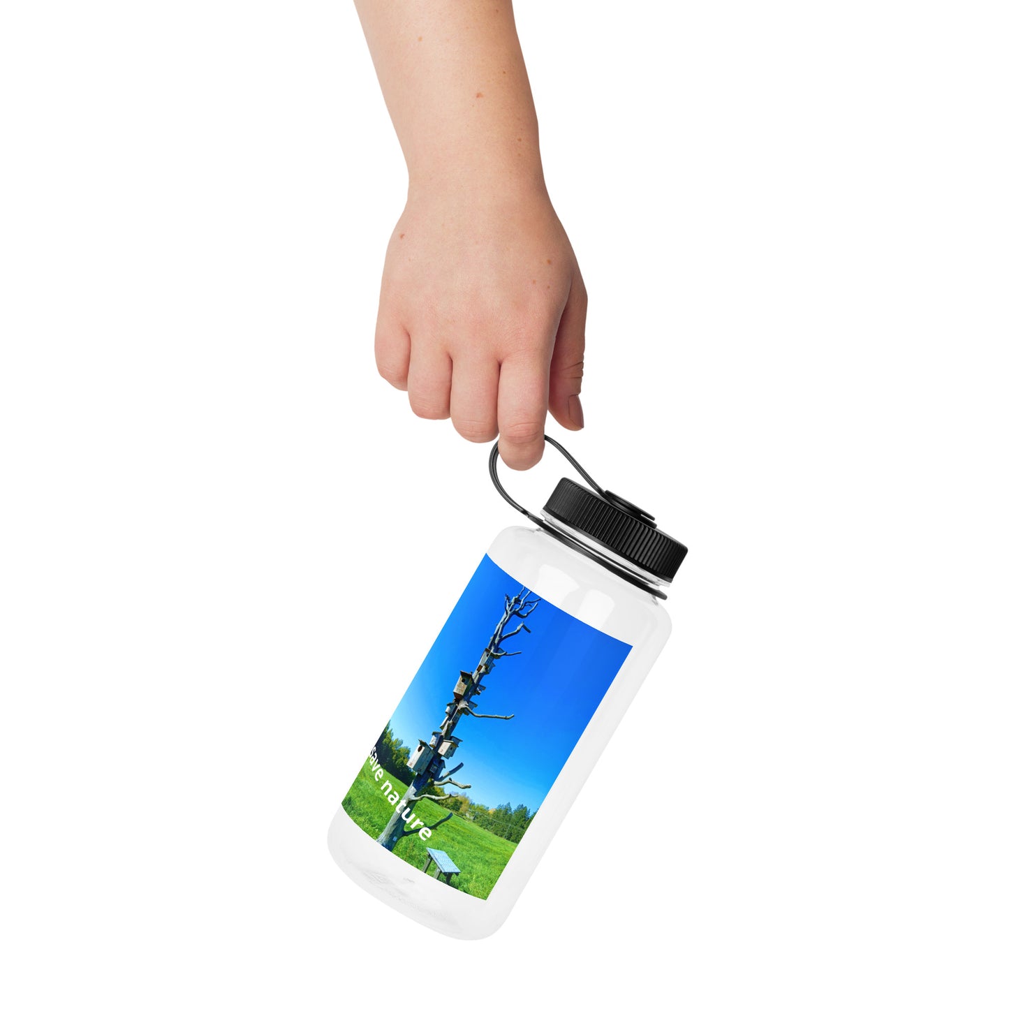 Wide mouth plastic water bottle-save nature