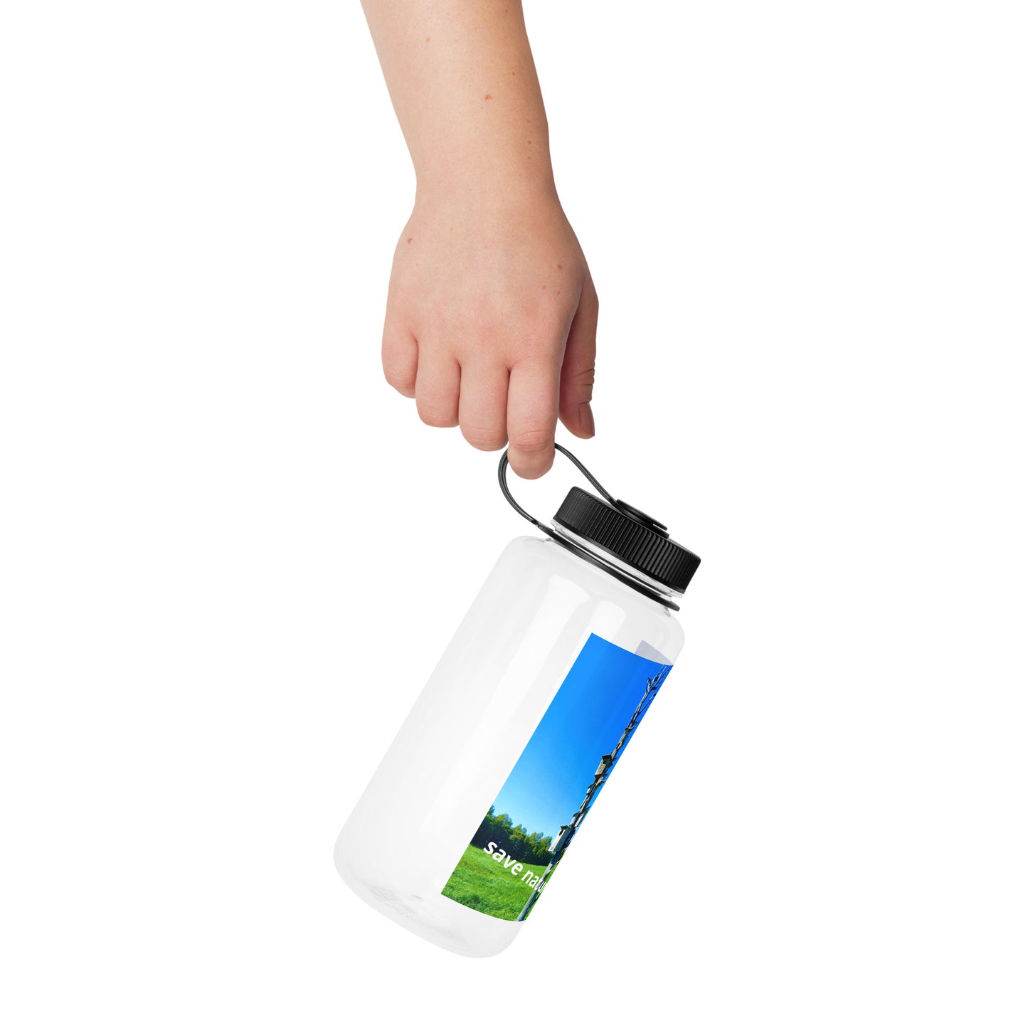 Wide mouth plastic water bottle-save nature